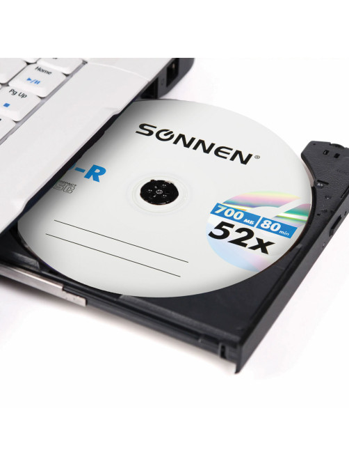 Диск CD-R SONNEN, 700 Mb, 52x, Cake Box (упаковка на шпиле) КОМПЛЕКТ 100 шт., 513533