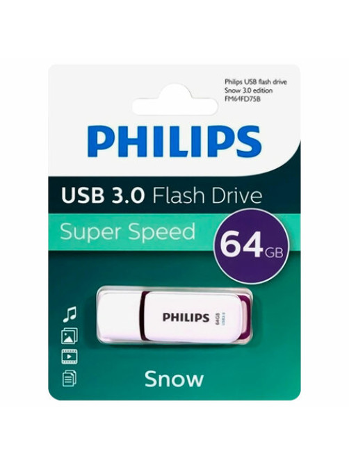 Флеш-диск 64 GB PHILIPS SNOW, разъем USB 3.0, фиолетовый, FM64FD75B/97