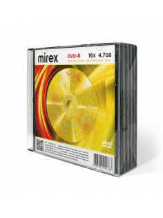Диск DVD-R MIREX, 4,7 ГБ, 16x, Slim Case, КОМПЛЕКТ 5 шт., UL130003A1F