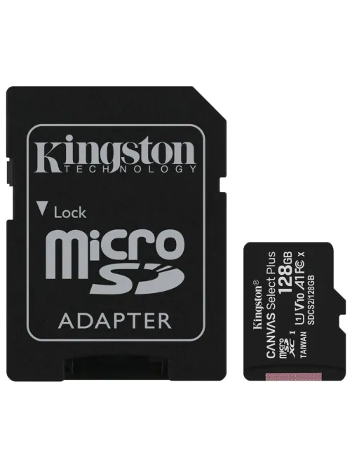Карта памяти microSDXC 128 GB KINGSTON Canvas Select Plus UHS-I U1,100 Мб/с (class 10), адаптер, SDCS2/128 GB, SDCS2/128GB