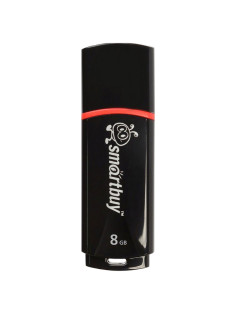 Флеш-диск 8 GB, SMARTBUY Crown, USB 2.0, черный, SB8GBCRW-K