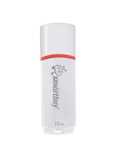 Флеш-диск 16 GB, SMARTBUY Crown, USB 2.0, белый, SB16GBCRW-W