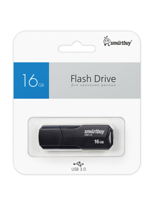 Флеш-диск 16 GB SMARTBUY Clue USB 2.0, черный, SB16GBCLU-K