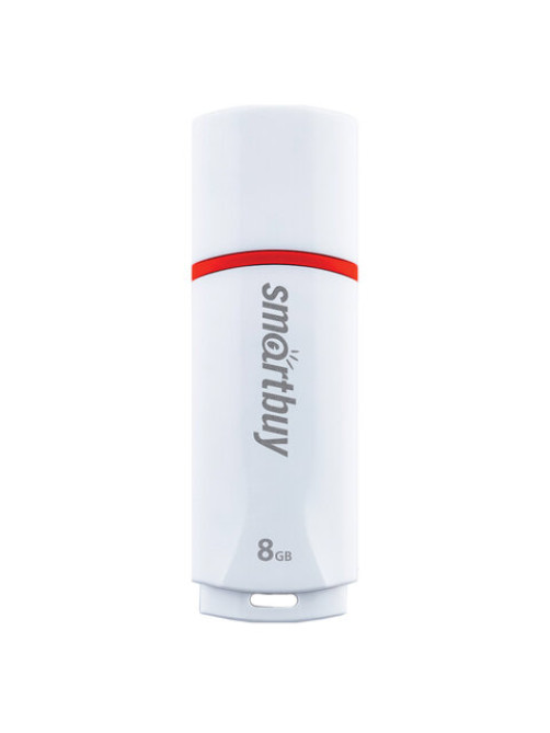 Флеш-диск 8 GB, SMARTBUY Crown, USB 2.0, белый, SB8GBCRW-W
