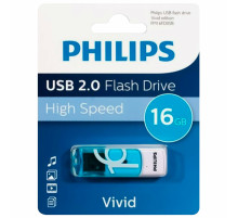 Флеш-диск 16 GB PHILIPS VIVID, разъем USB 2.0, синий, FM16FD05B/97