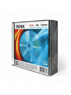 Диск CD-R MIREX, 700 Мб, 48x, Slim Case, КОМПЛЕКТ 5 шт., UL120051A8F