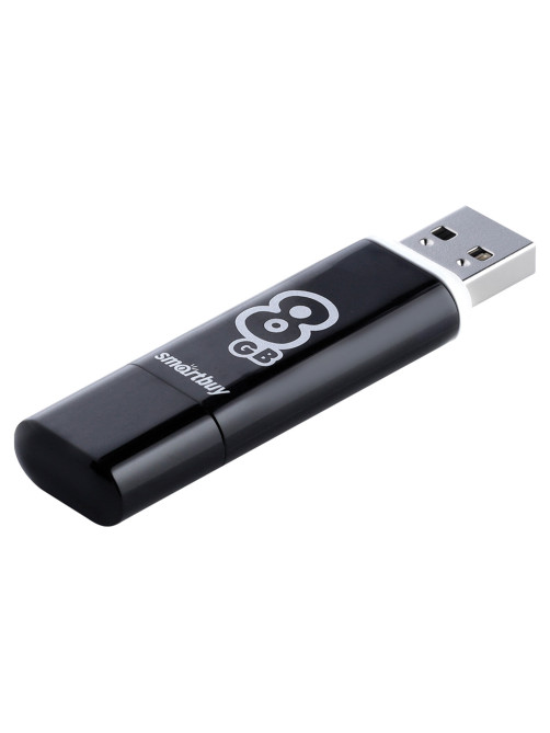 Флеш-диск 8 GB, SMARTBUY Glossy, USB 2.0, черный, SB8GBGS-K