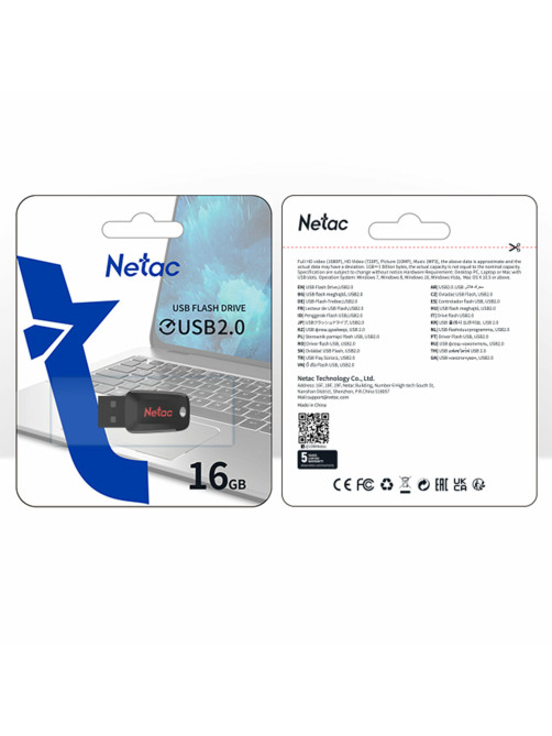 Флеш-диск 16GB NETAC U197, USB 2.0, черный, NT03U197N-016G-20BK