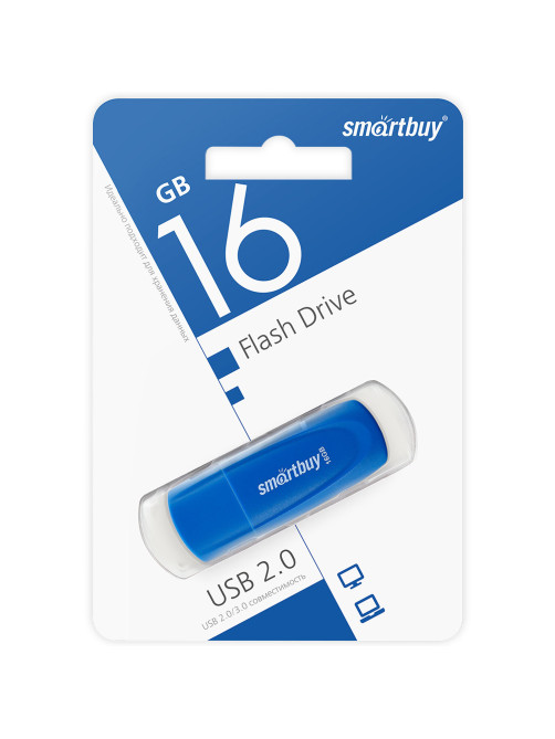 Флеш-диск 16 GB SMARTBUY Scout USB 2.0, синий, SB016GB2SCB