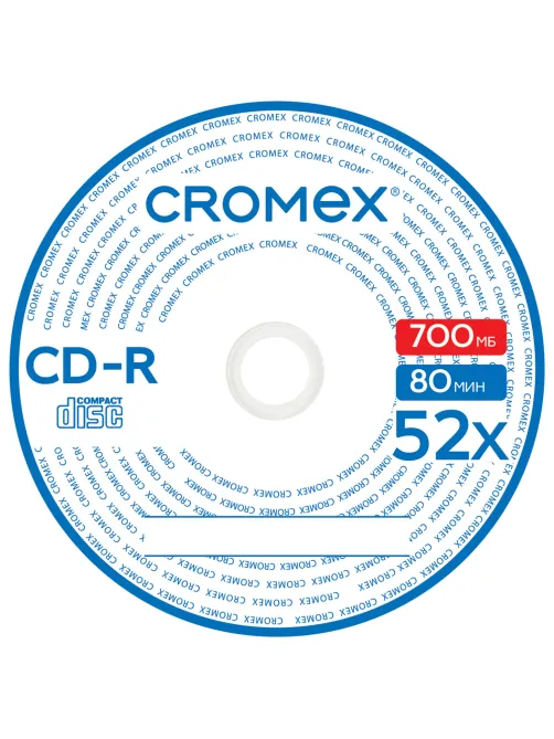 Диск CD-R CROMEX (КРОМЕКС), 700 Mb, 52x, Bulk (термоусадка без шпиля), КОМПЛЕКТ 100 шт., 513779