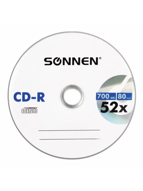 Диск CD-R SONNEN 700 Mb 52x Bulk (термоусадка без шпиля), КОМПЛЕКТ 50 шт., 512571