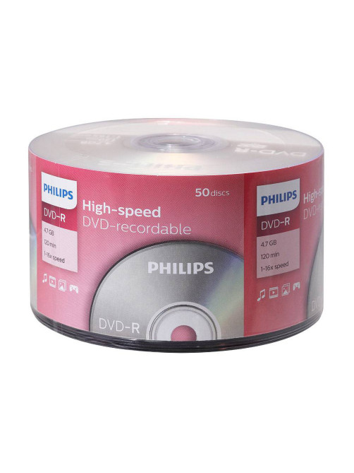 Диск DVD-R PHILIPS, 4,7 Гб, 16x, Bulk (термоусадка без шпиля), КОМПЛЕКТ 50 шт., DM4S6U50F/97