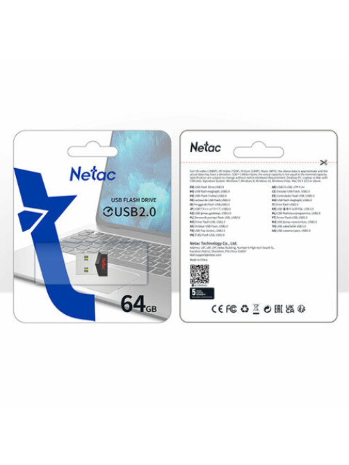 Флеш-диск 64GB NETAC UM81, USB 2.0, черный, NT03UM81N-064G-20BK