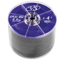 Диск DVD-RW VS 4,7 Gb 4x Bulk (термоусадка без шпиля), КОМПЛЕКТ 50 шт., VSDVDRWB5001