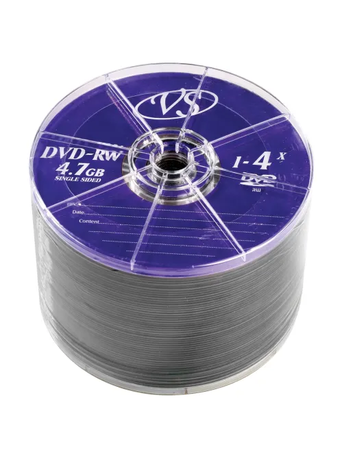 Диск DVD-RW VS 4,7 Gb 4x Bulk (термоусадка без шпиля), КОМПЛЕКТ 50 шт., VSDVDRWB5001