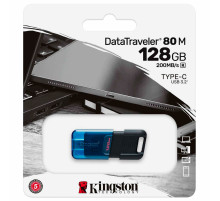Флеш-диск 128 GB KINGSTON DataTraveler 80 M, разъем Type-C 3.2, черный, DT80M/128GB