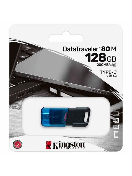 Флеш-диск 128 GB KINGSTON DataTraveler 80 M, разъем Type-C 3.2, черный, DT80M/128GB