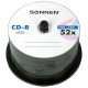 Диск CD-R SONNEN 700 Mb 52x Cake Box (упаковка на шпиле), КОМПЛЕКТ 50 шт., 512570