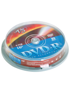 Диск DVD-R VS 4,7 Gb Cake Box (упаковка на шпиле), КОМПЛЕКТ 10 шт., VSDVDRCB1001