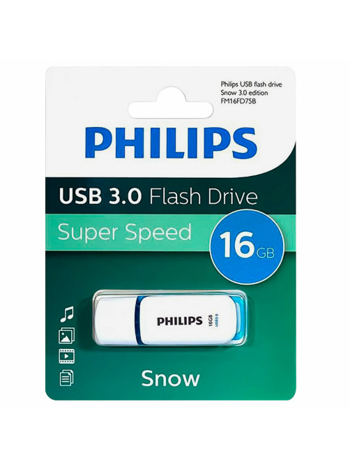 Флеш-диск 16 GB PHILIPS SNOW, разъем USB 3.0, синий, FM16FD75B/97
