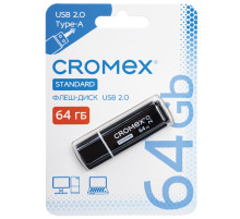 Флеш-диск 64 GB, CROMEX (КРОМЕКС) Standard USB 2.0, черный, 514160
