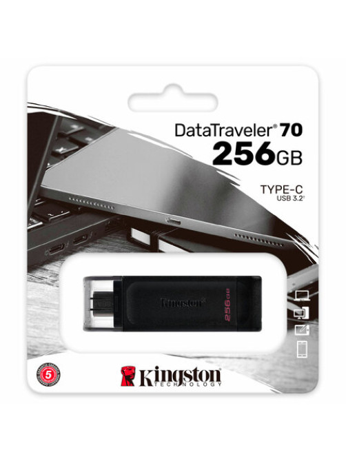 Флеш-диск 256 GB KINGSTON DataTraveler 70, разъем Type-C 3.2, черный, DT70/256GB