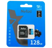 Карта памяти microSDXC 128 ГБ, NETAC P500 Standard, UHS-I U3, 128 Мб/с, (class 10), NT02P500PRO-128G-S