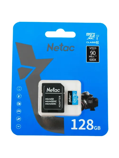 Карта памяти microSDXC 128 ГБ, NETAC P500 Standard, UHS-I U3, 128 Мб/с, (class 10), NT02P500PRO-128G-S