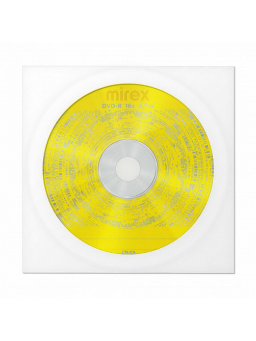 Диск DVD-R MIREX, 4,7 Гб, 16x, бумажный конверт, 1 штука, UL130003A1C