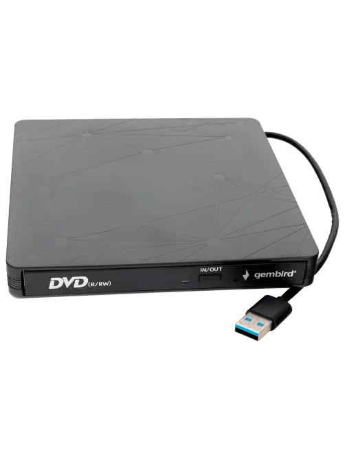 Внешний оптический привод CD/DVD GEMBIRD USB 3.0, пластик, черный, DVD-USB-03