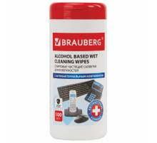 Салфетки спиртовые универсальные АНТИБАКТЕРИАЛЬНЫЕ, BRAUBERG, 100 шт., 513536