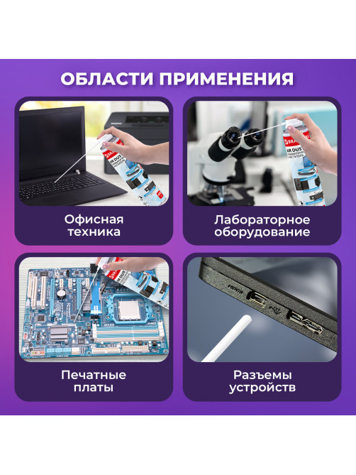 Баллон со сжатым воздухом BRAUBERG ДЛЯ ОЧИСТКИ ТЕХНИКИ, 400 мл, 511519