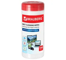 Салфетки для экранов всех типов и оптики BRAUBERG, туба 100 шт., влажные, 510122