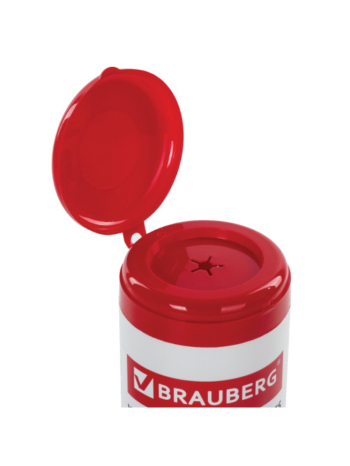Салфетки для экранов всех типов и пластика BRAUBERG с ароматом АБРИКОС, туба 100 шт., влажные, 513321