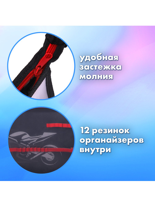 Папка для труда на молнии BRAUBERG А4, 2 отделения, органайзер, 