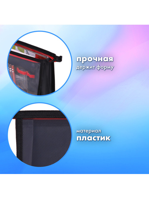 Папка для труда на молнии BRAUBERG А4, 2 отделения, органайзер, 
