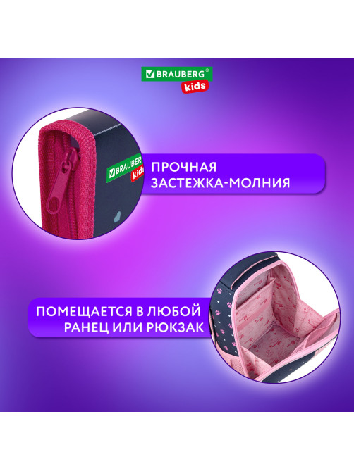 Папка для тетрадей BRAUBERG KIDS А5, 1 отделение, пластик, молния вокруг, 