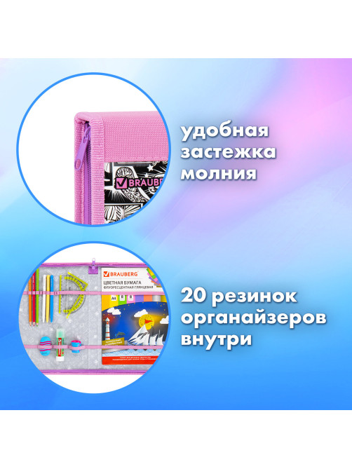 Папка на молнии BRAUBERG А4 с ручкой, с органайзером, 1 отделение, 