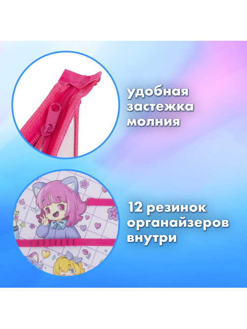 Папка для труда BRAUBERG А4, 2 отделения, пластик, молния сверху, органайзер, 