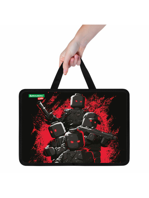 Папка на молнии с ручками BRAUBERG KIDS А4, 1 отделение, пластик, 100 мм, 