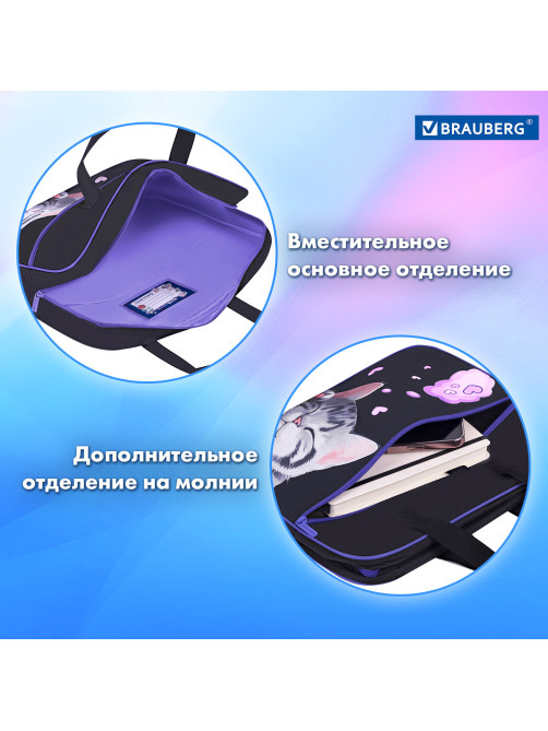 Папка на молнии с ручками BRAUBERG А4, 1 отделение, карман на молнии, 80 мм, 