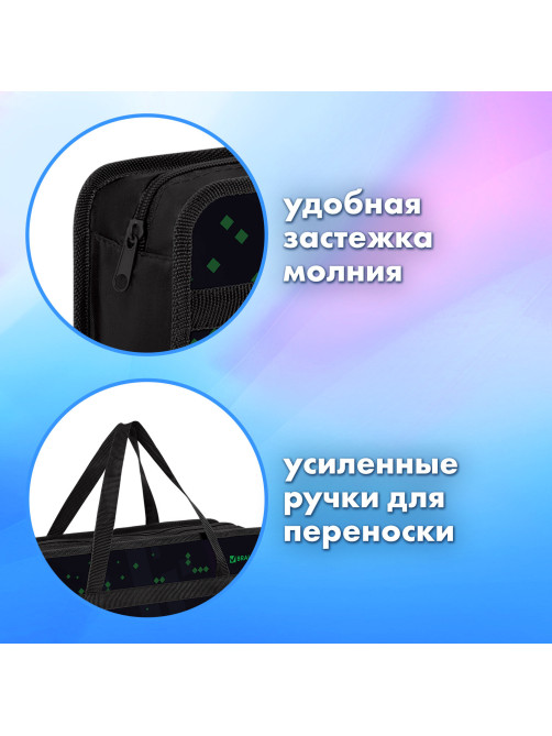 Папка на молнии с ручками BRAUBERG А4, 1 отделение, пластик, 80 мм, 