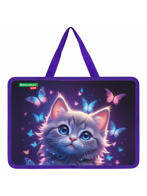 Папка на молнии с ручками BRAUBERG KIDS А4, 1 отделение, пластик, 100 мм, 