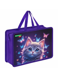 Папка на молнии с ручками BRAUBERG KIDS А4, 1 отделение, пластик, 100 мм, 