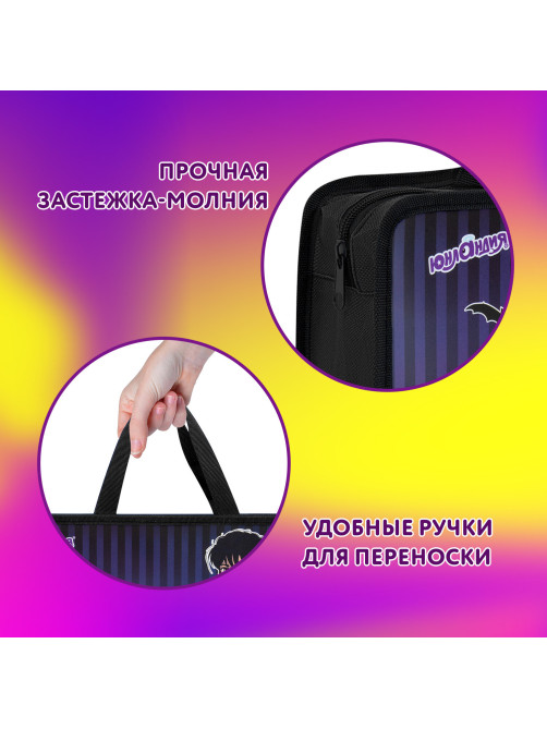Папка на молнии с ручками ЮНЛАНДИЯ А4, 1 отделение, пластик, 80 мм, 