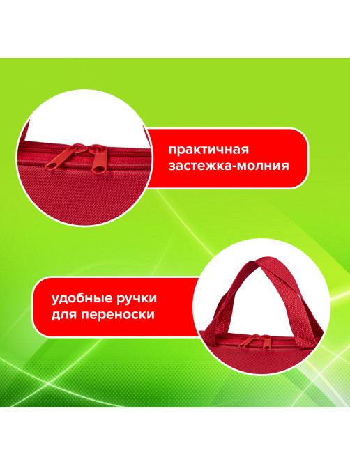 Папка на молнии с ручками STAFF EVERYDAY, А4, полиэстер, красная, 270730