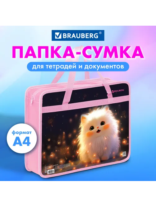 Папка на молнии с ручками BRAUBERG А4, 1 отделение, пластик, 80 мм, 