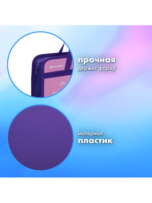 Папка на молнии с ручками BRAUBERG А4, 1 отделение, пластик, 80 мм, 