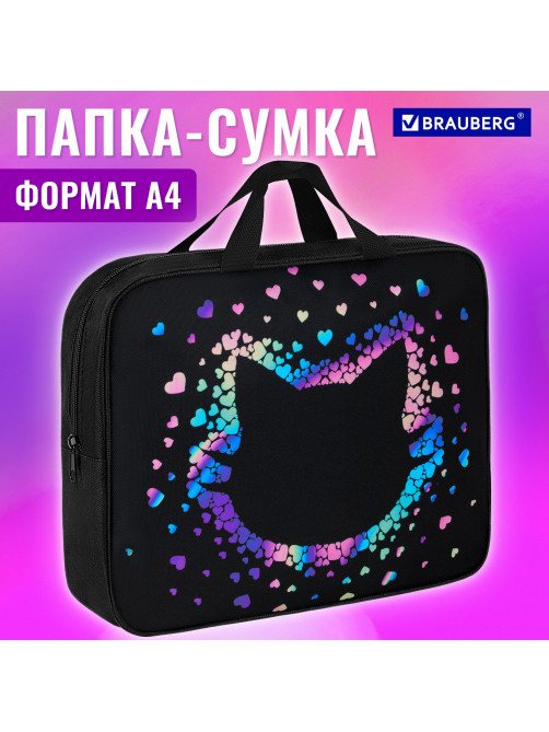 Папка на молнии с ручками BRAUBERG А4, 1 отделение, полиэстер, 80 мм, 