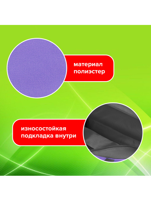Папка на молнии с ручками STAFF EVERYDAY А4, 1 отделение, полиэстер, 80 мм, сиреневая, 270741